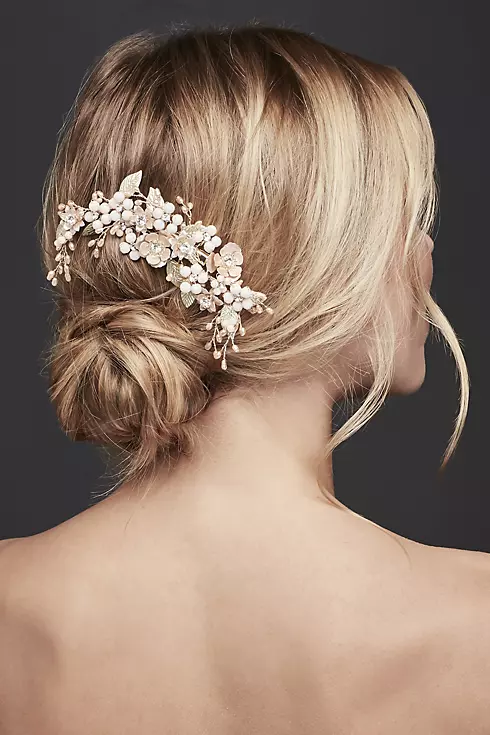 Pearl and Crystal Flower Cluster Hair Clip Image 1