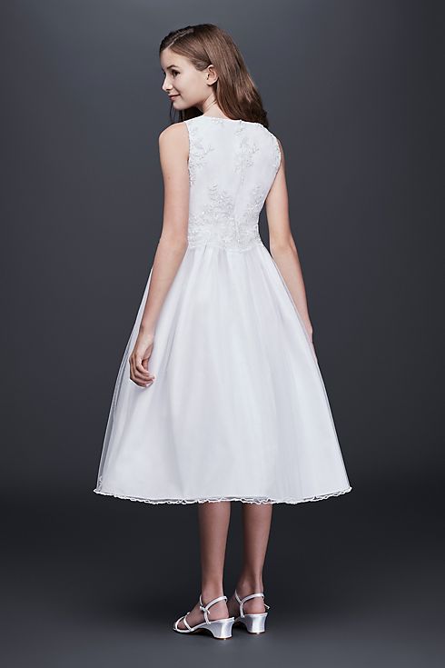 Sleeveless Tulle Communion Dress with 3D Flowers Image 3