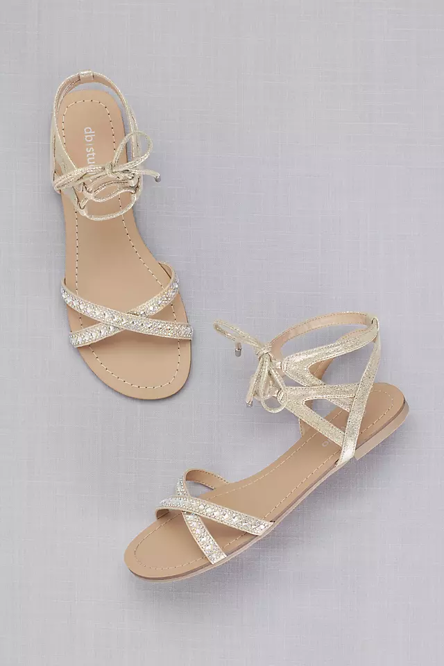 Ankle-Tie Jeweled Crisscross Sandals  Image 4
