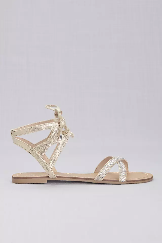 Ankle-Tie Jeweled Crisscross Sandals  Image 3