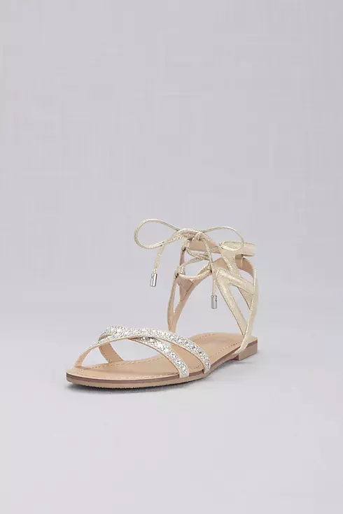 Ankle-Tie Jeweled Crisscross Sandals  Image 1