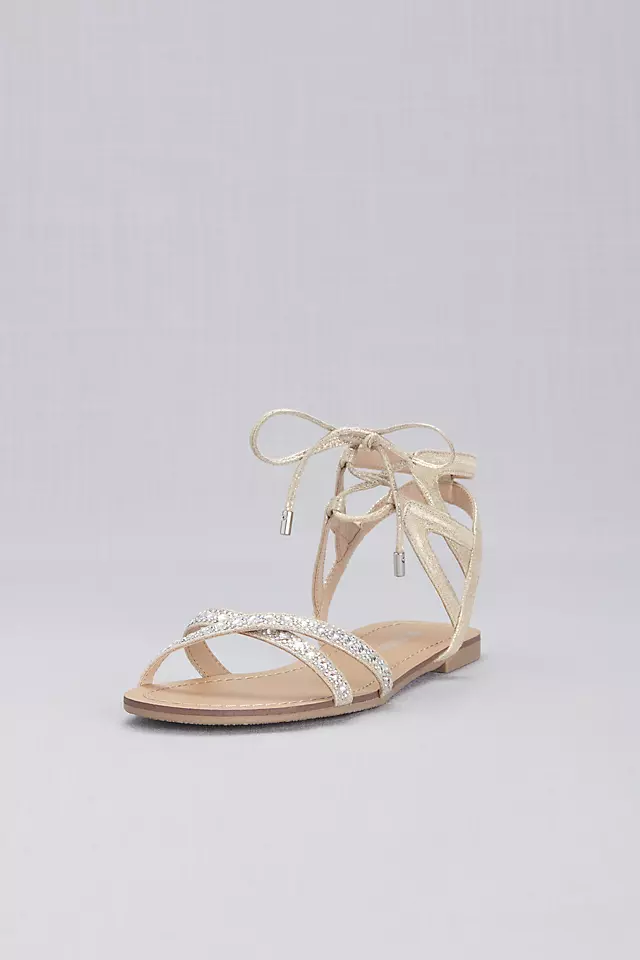 Ankle-Tie Jeweled Crisscross Sandals  Image