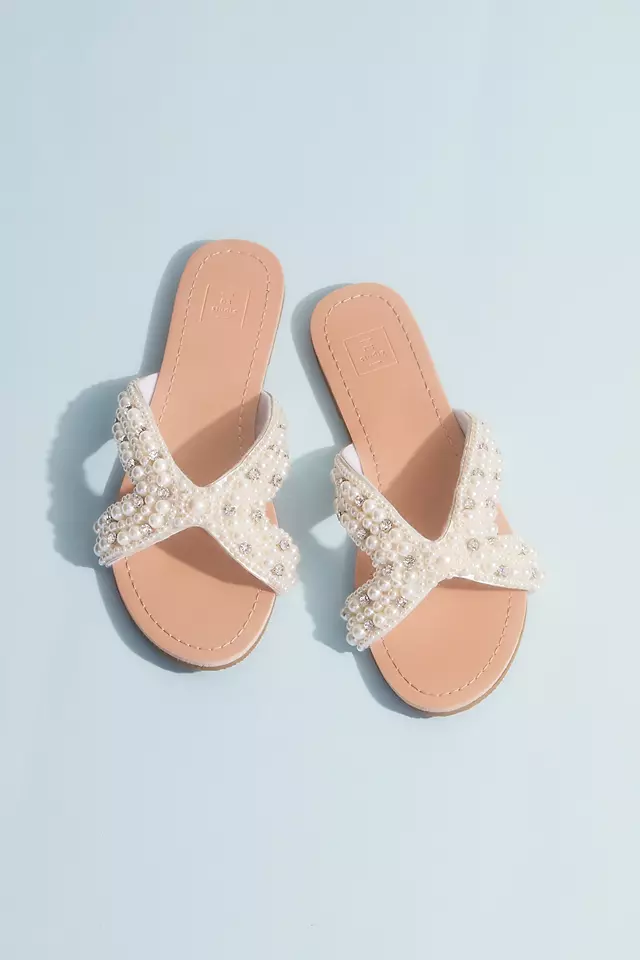 Pearl Beaded Cutout Slide Sandals Image 4