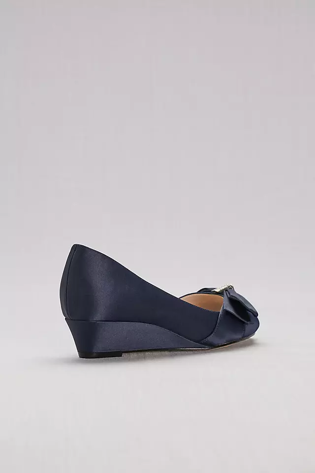 Peep Toe Mini-Wedges with Bow Detail Image 2