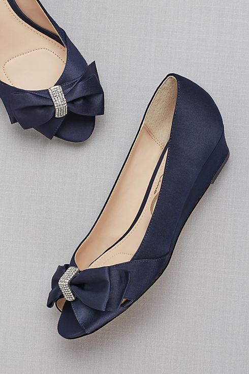 Peep Toe Mini-Wedges with Bow Detail Image 5