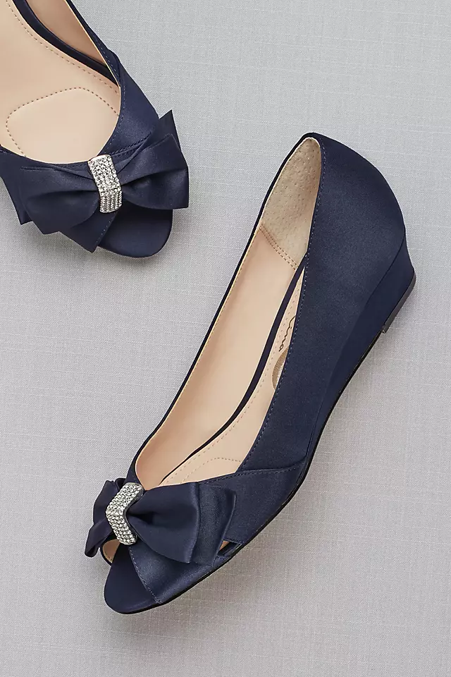 Peep Toe Mini-Wedges with Bow Detail Image 4