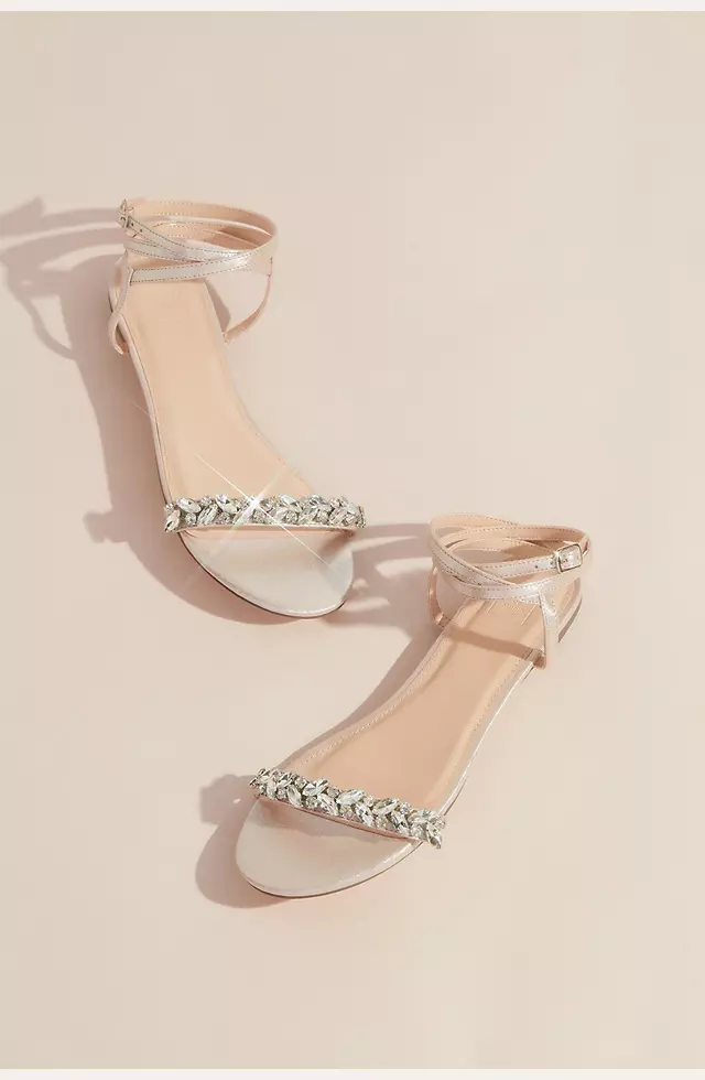 Shimmery Wrap-Around Flat Sandals with Crystals | David's Bridal