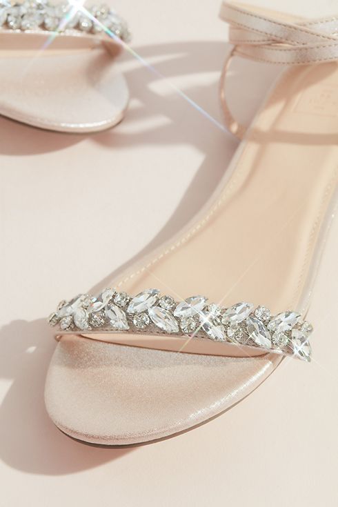 Shimmery Wrap-Around Flat Sandals with Crystals Image 3