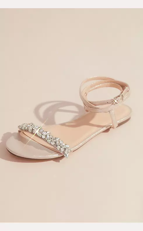 Shimmery Wrap-Around Flat Sandals with Crystals Image 1