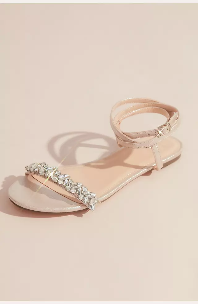 Shimmery Wrap-Around Flat Sandals with Crystals Image