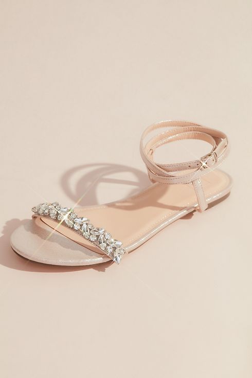 Shimmery Wrap-Around Flat Sandals with Crystals Image 1