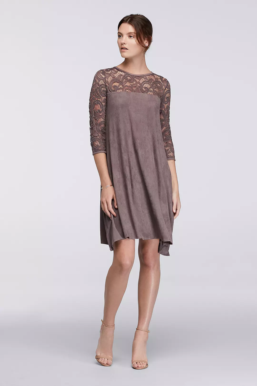 Lace and Faux-Suede Swing Dress Image