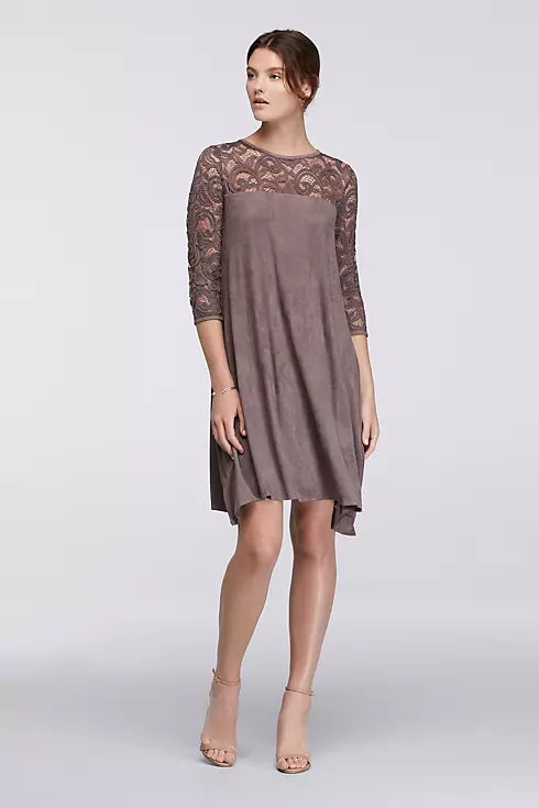 Lace and Faux-Suede Swing Dress Image 1