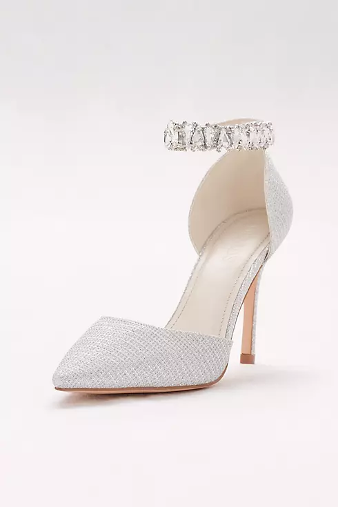 Textured Glitter Crystal Ankle Bracelet Heels Image 1