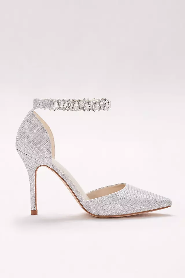 Textured Glitter Crystal Ankle Bracelet Heels Image 3