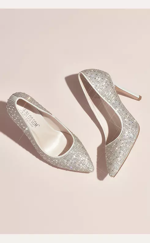 Crystal Detailed Satin Pointed-Toe Pumps Image 3