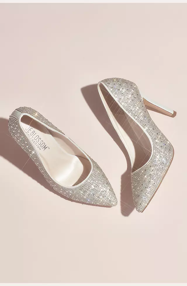 Crystal Detailed Satin Pointed-Toe Pumps Image 3