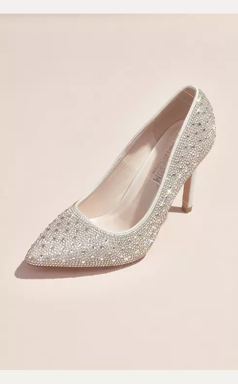 Crystal Detailed Satin Pointed-Toe Pumps Image 1