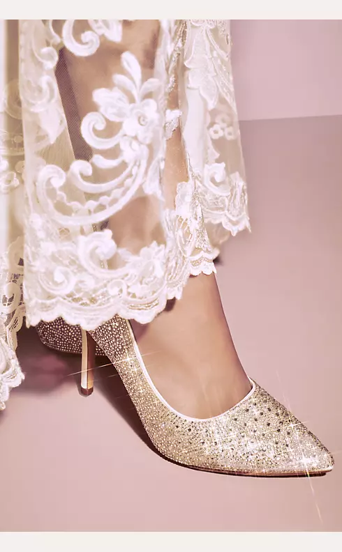 Crystal Detailed Satin Pointed-Toe Pumps
