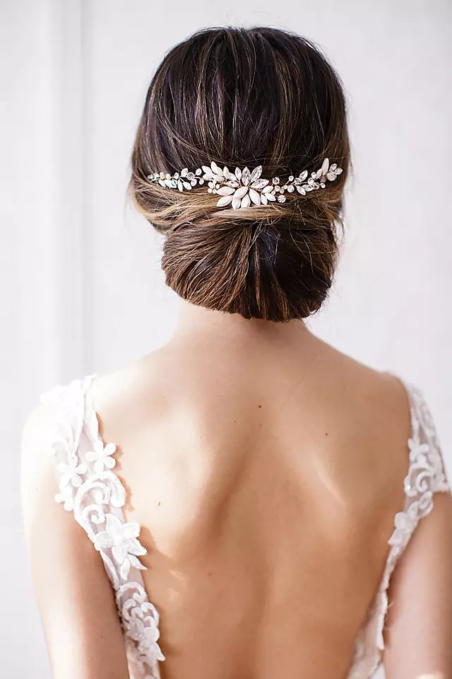 Swarovski Crystal Marquise Floral Halo with Combs Image 4