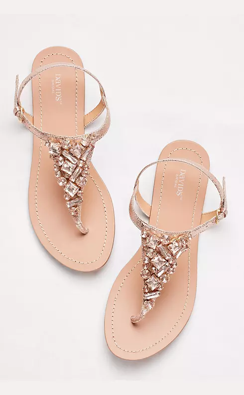 Jeweled Metallic Ankle-Strap Thong Sandals Image 4