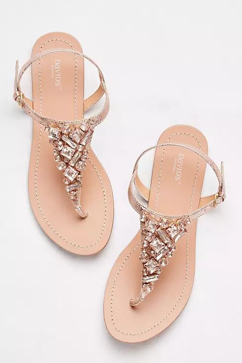 Jeweled Metallic Ankle-Strap Thong Sandals Image 4