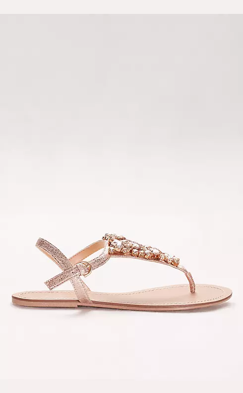 Jeweled Metallic Ankle-Strap Thong Sandals Image 3