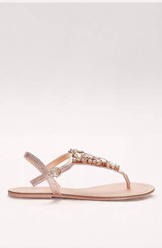 Jeweled Metallic Ankle-Strap Thong Sandals Image 3