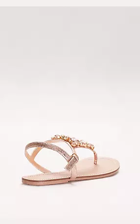 Jeweled Metallic Ankle-Strap Thong Sandals Image 2