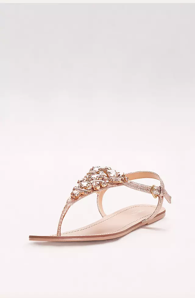 Jeweled Metallic Ankle-Strap Thong Sandals Image