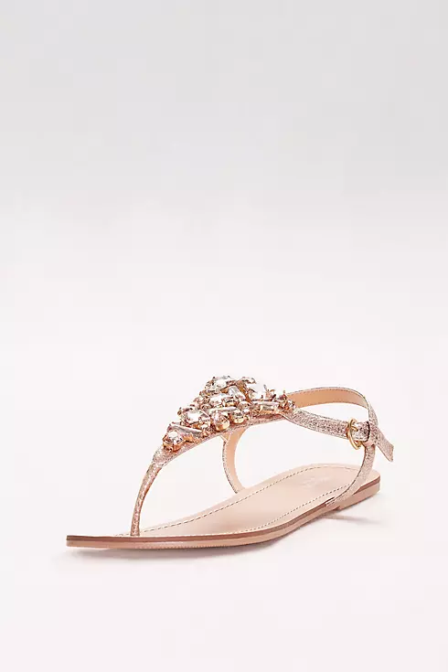 Jeweled Metallic Ankle-Strap Thong Sandals Image 1