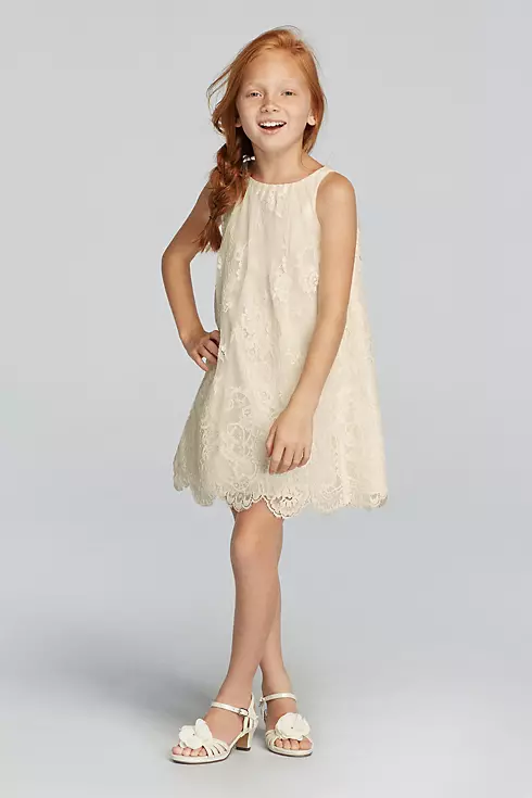 Sleeveless All Over Lace Dress with Scalloped Hem Image 1