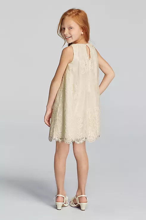 Sleeveless All Over Lace Dress with Scalloped Hem Image 2