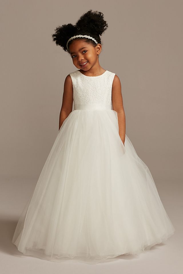 Ball Gown Flower Girl Dress with Heart Cutout Image 1