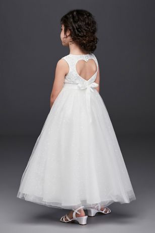 Tulle and Lace Flower Girl Dress with Heart Cutout | David's Bridal