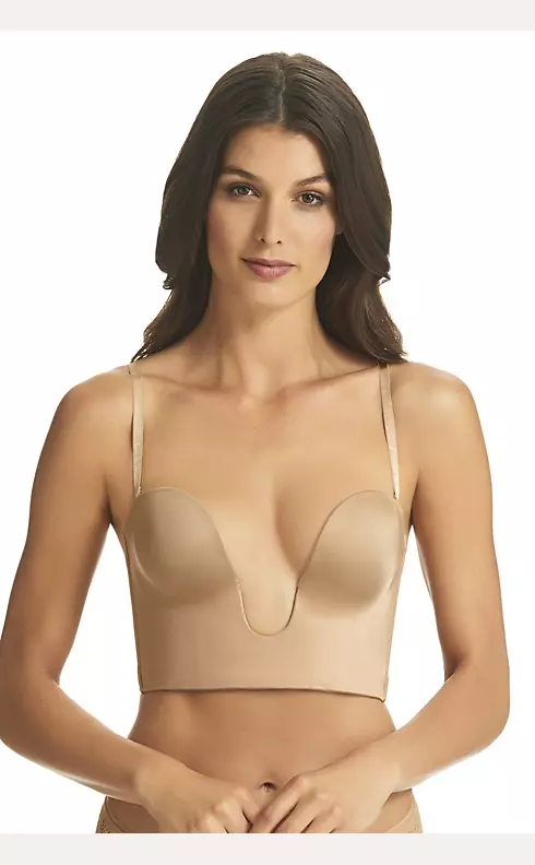 Buy Fine Lines women padded underwired plunge bustier bra nude Online