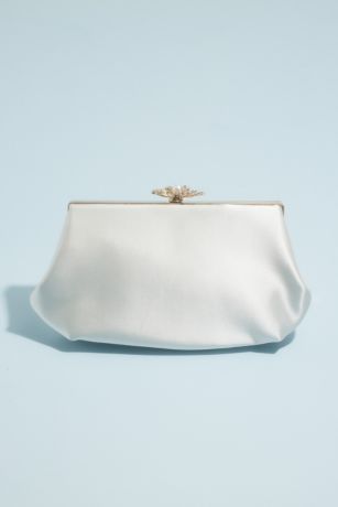 Matte Satin Pouch with Pearl Burst Clasp