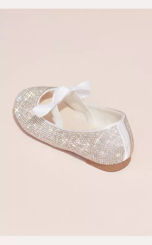 Girls Crystal Ballet Flats with Ribbon Bow Image 1