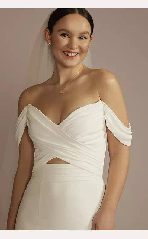 Recycled Crepe Swag Sleeve Wedding Dress Image 3
