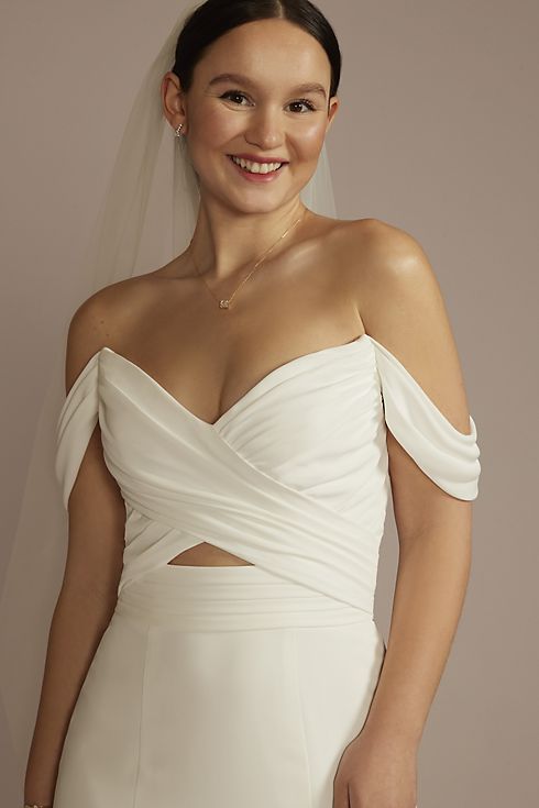 Recycled Crepe Swag Sleeve Wedding Dress Image 5