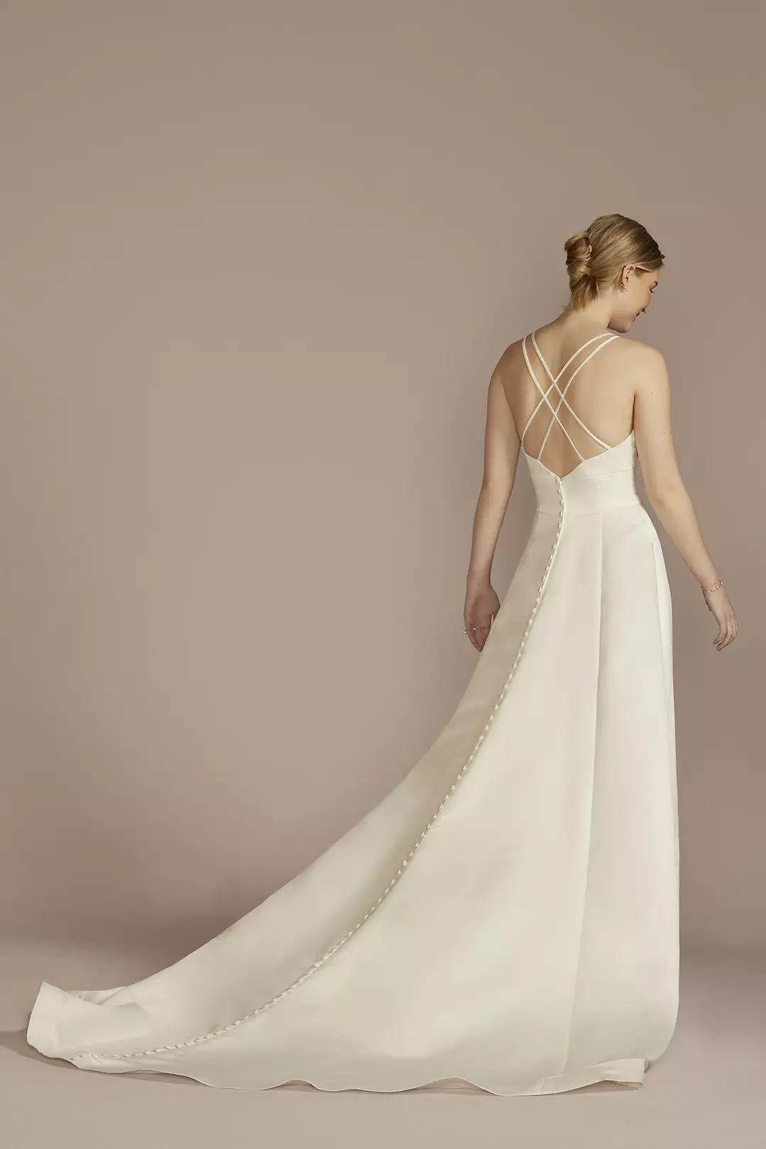 Backless A Line White Satin Double Straps Wedding Dress Backless A Line White Satin Double Straps Wedding Dress