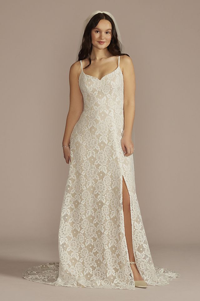 Recycled Floral Lace Spaghetti Strap Wedding Dress Image 1