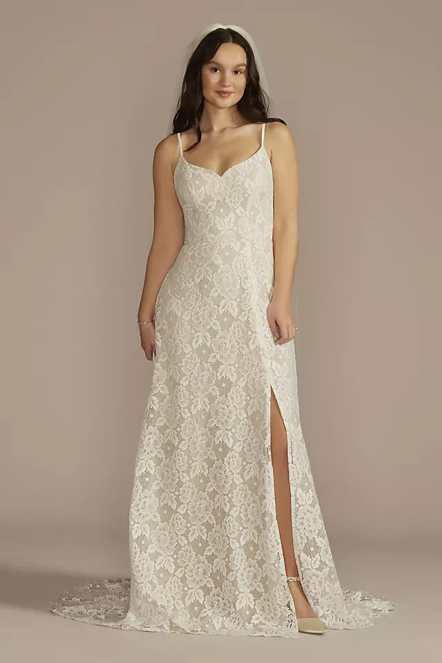 Recycled Floral Lace Spaghetti Strap Wedding Dress Image