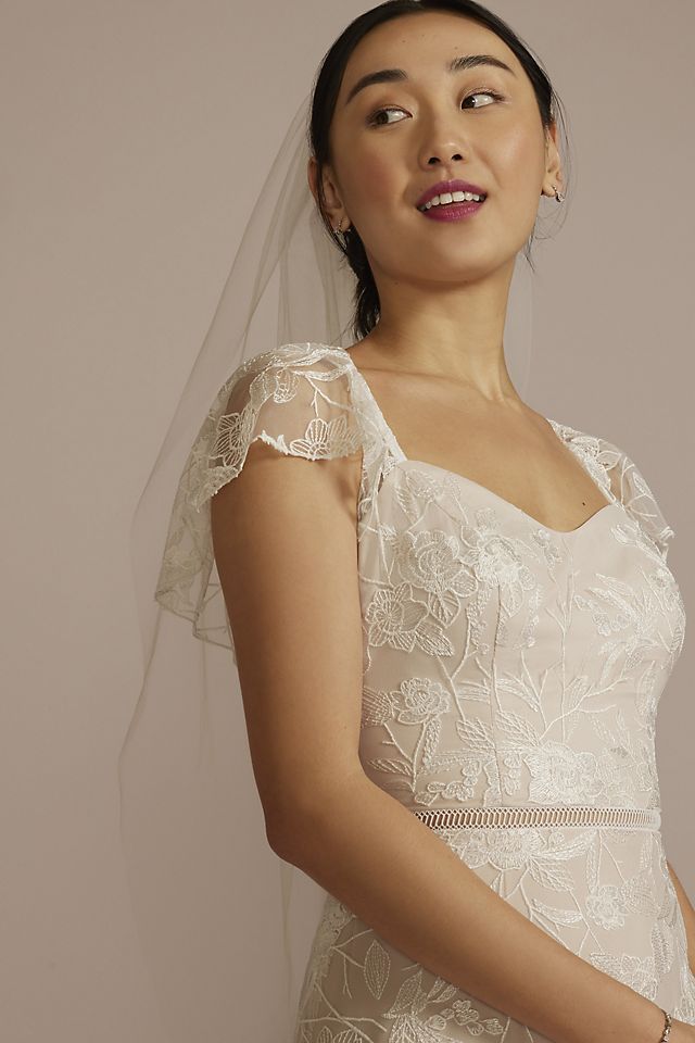 Recycled Lace Illusion Cap Sleeve Wedding Dress Image 3