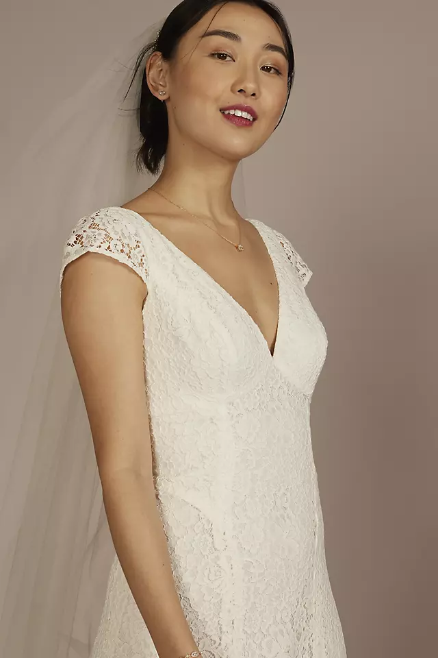 Recycled Lace Cap Sleeve V-Neck Wedding Dress Image 3