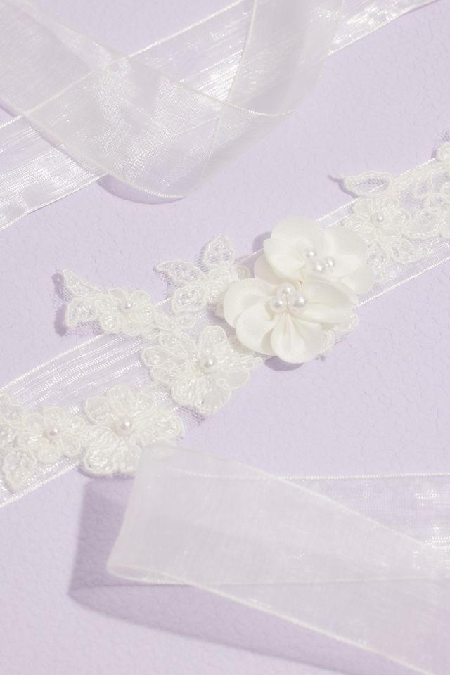 Floral Lace and Ribbon Rose Flower Girl Sash Image 2
