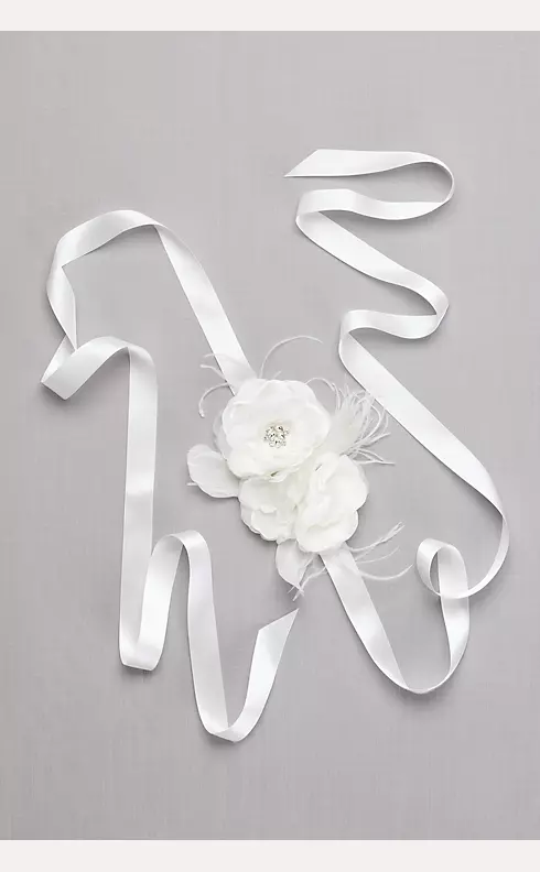 Flower Sash with Crystals and Feathers Image 1