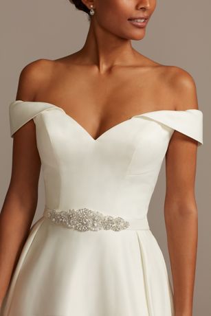 Crystal Burst Sash with Pave and Pearl Accents David's Bridal