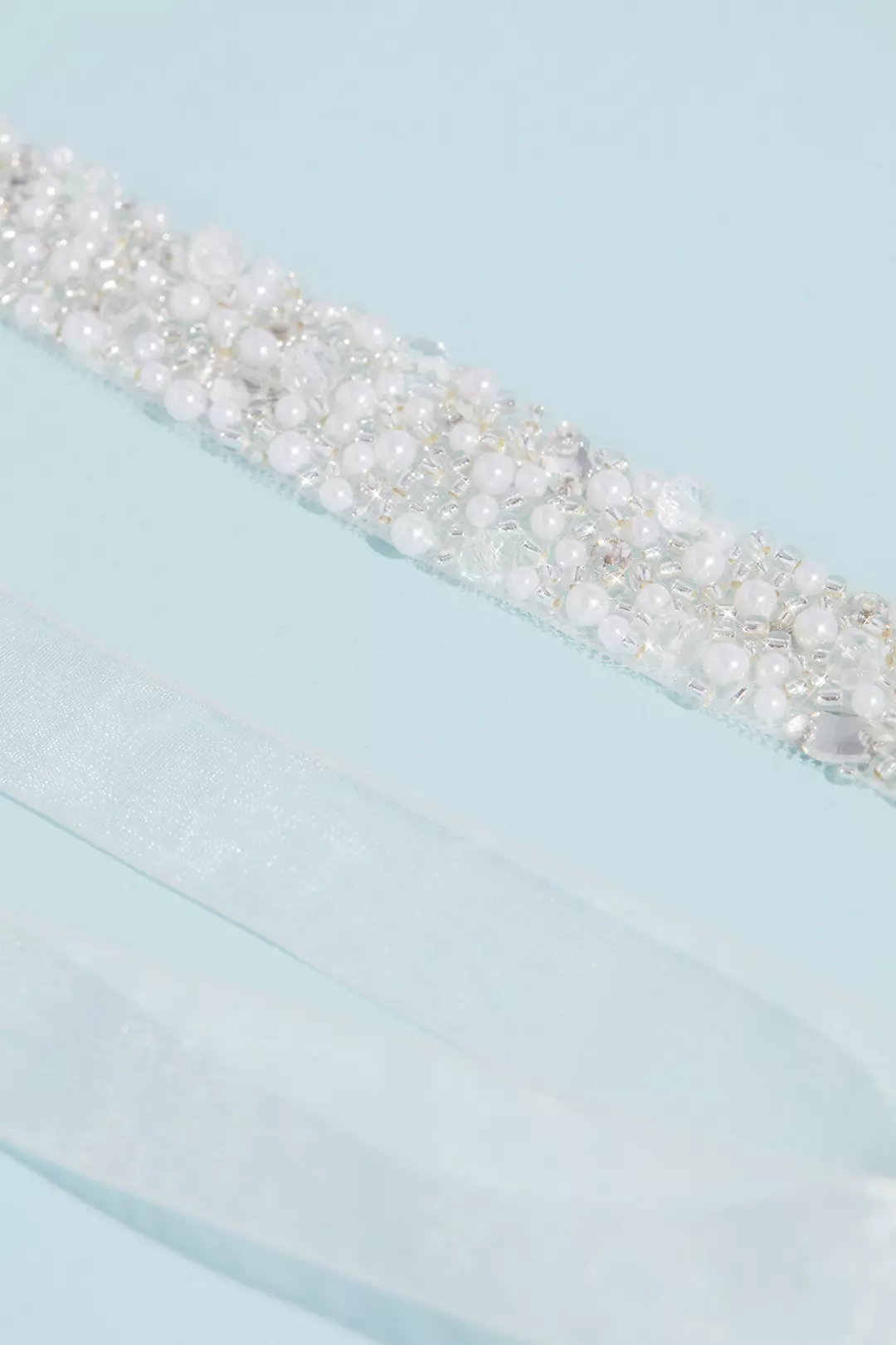 Allover Beaded Pearl and Marquise Cut Crystal Sash | David's Bridal