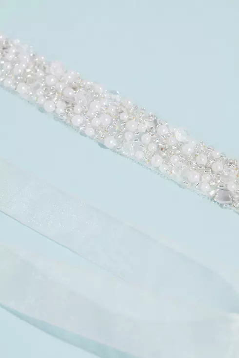 Allover Beaded Pearl and Marquise Cut Crystal Sash Image 1